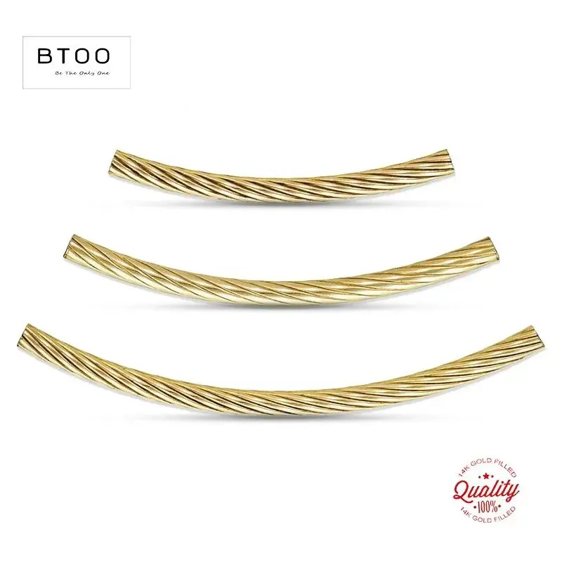 موصل أنبوب منحني حلزوني مملوء بالذهب عيار 14 قيراط للمجوهرات التي تصنعها بنفسك - قلادة سوار