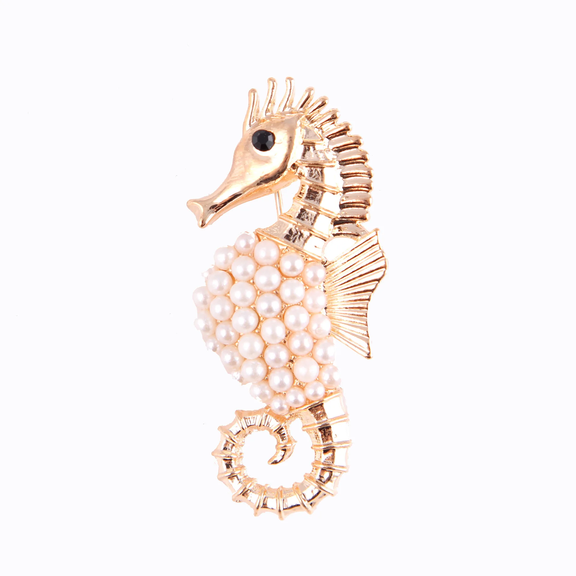 Pearl Seahorse Brooches For Women Men Sea Animal Hippocampus Pins Fashion Clothing Dress Suit Accessories Party Daily Jewelry