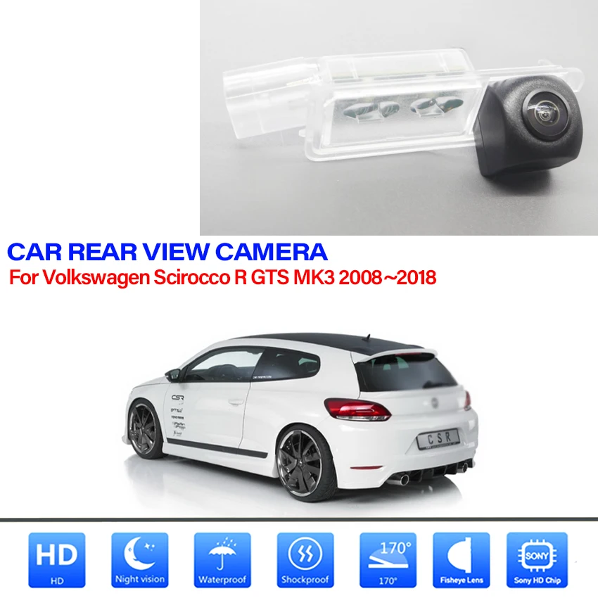 HD Car Rear View Back Up Reverse Camera CCD Night Vision Reverse Camera For Volkswagen Scirocco R GTS MK3 2008~2016 2017 2018