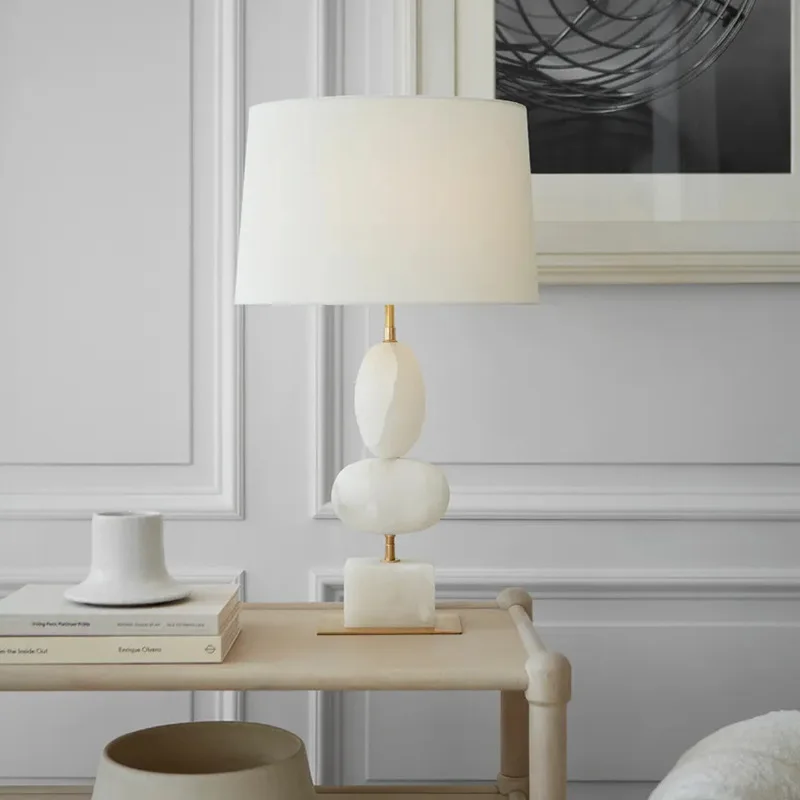 Modern living room marble table lamp, light luxury creative study bedroom model room table lamp