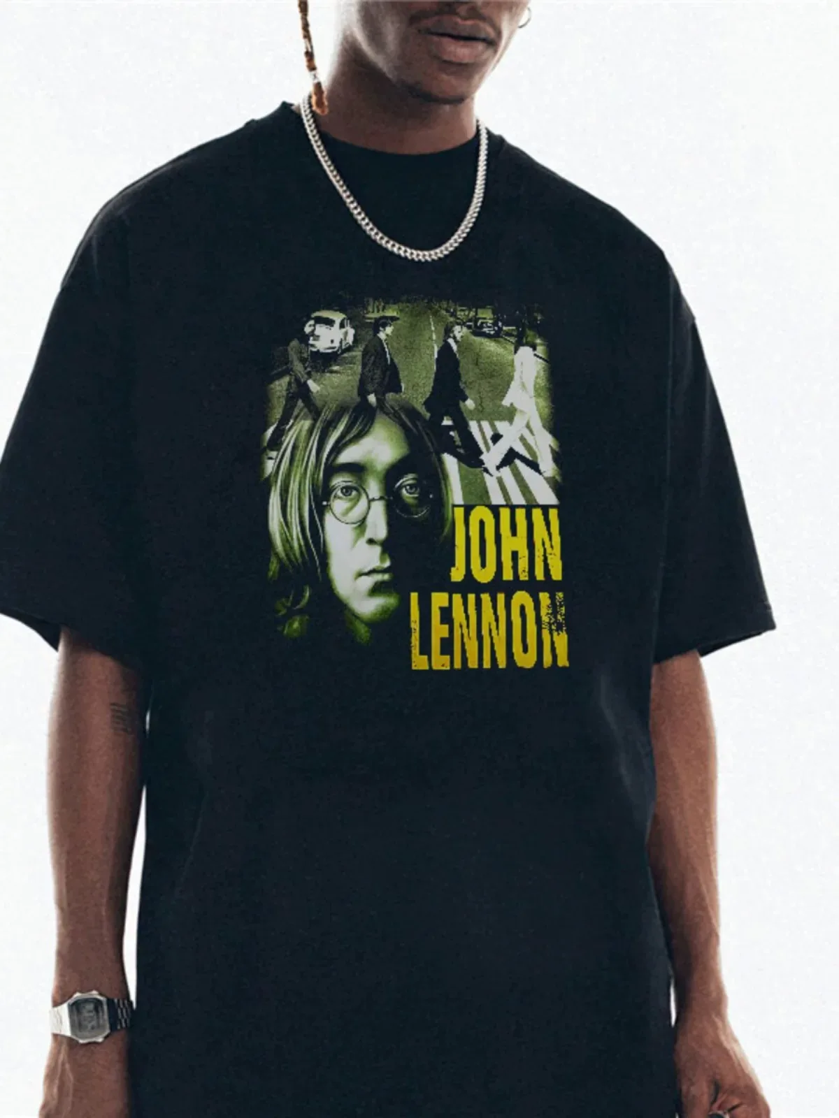 John Lennon: „Der Krieg ist vorbei!“ Peace Campaign Grafik-T-Shirt aus Baumwolle für Herren und Damen, Streetwear-T-Shirt – Detail 2