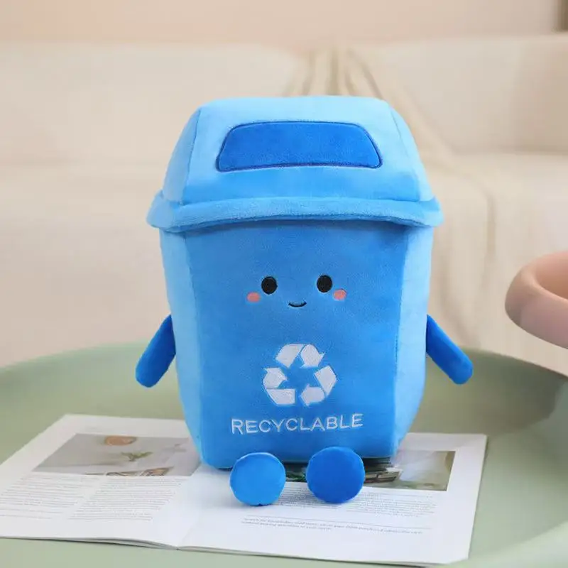 30cm Recyclable Garbage Can Plush Toy Pillow Cartoon Anime Handmade Doll Cute Cushion Home Decor Ideal Children's Birthday Gift