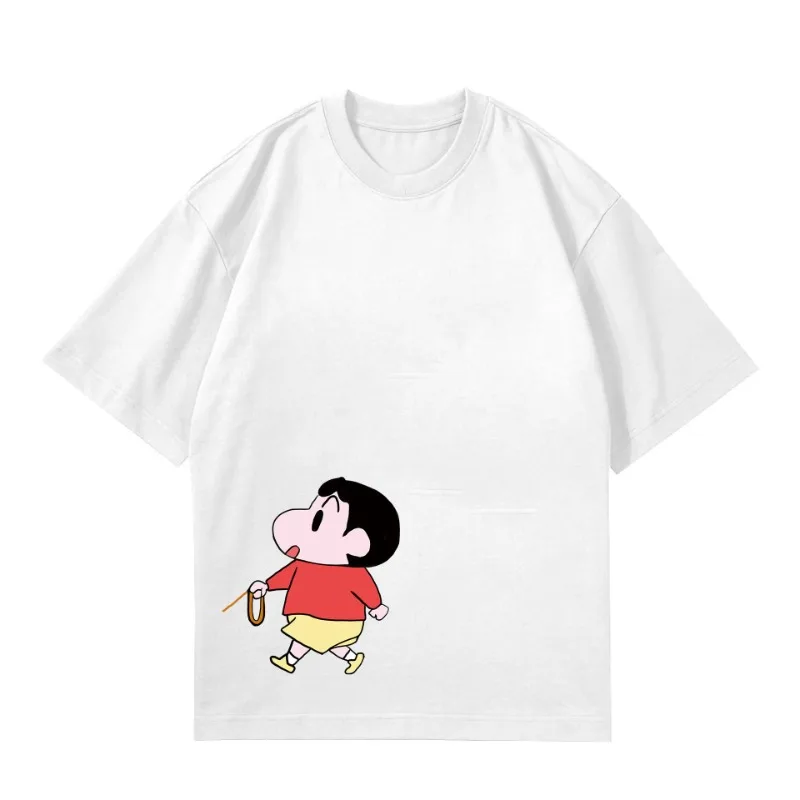 Cartoon Nette Crayon Shin-chan Grafik T-shirt Frauen Sommer 100% Baumwolle T-shirt Mode Lässig Harajuku Lose Paare Tragen