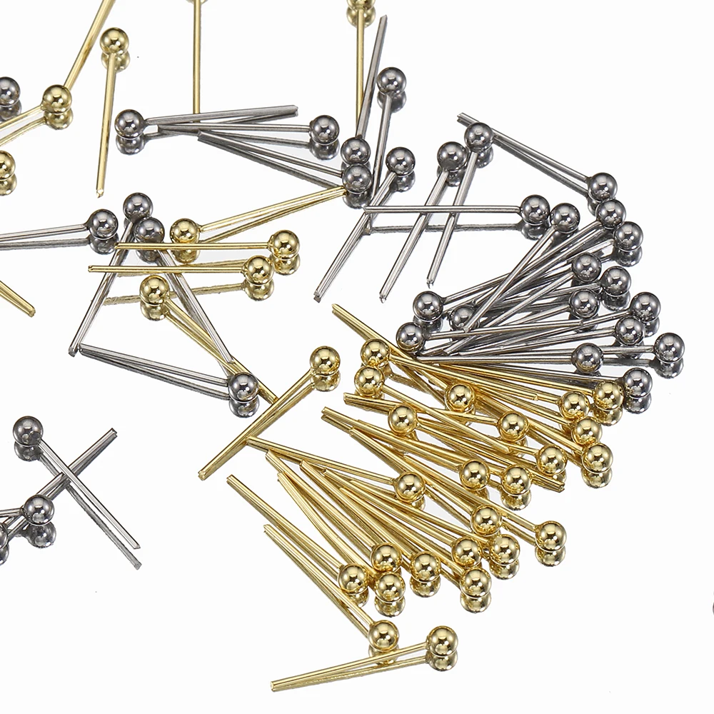 50Pcs/lot 12 14 16 20 25 30 35 40mm 304 Stainless Steel Gold Silver Plated Ball Head Pins Findings Jewelry Making DIY Craft Bead