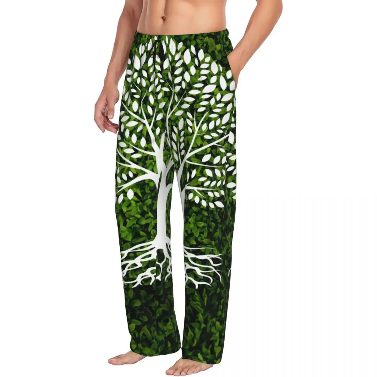 Trees In Nature Green Leaves Men Sleep Bottoms Male Lounge Trousers Men's Pajama Pants