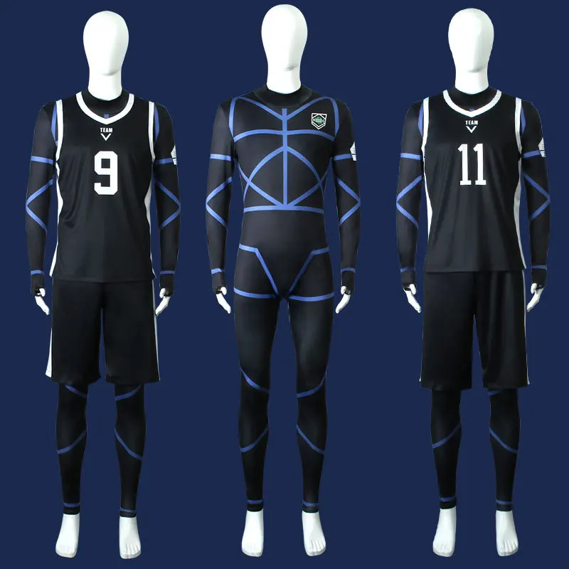 Anime Blue Lock Nagi Seishiro Cosplay Costume Black Jersey Jumpsuit Football Bodysuit Halloween Christmas Party Clothes Gifts