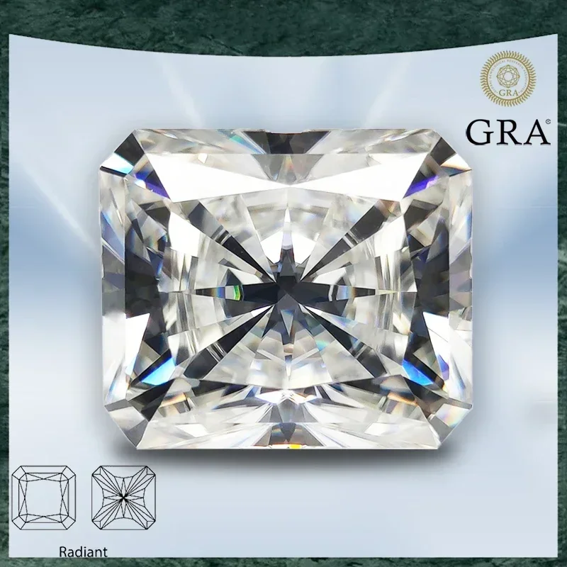 

Moissanite Stone Radiant Cut D Color VVS1 with GRA Certificate for Gemstone Charms Beads Top Jewelry Making Materials