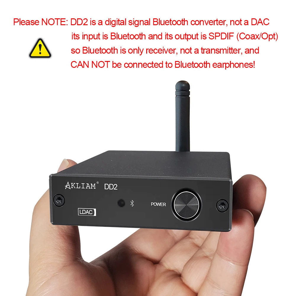 AkLIAM DD2 Bluetooth 5.4 to SPDIF Coaxial and Optical Output Digital Interface LDAC Converter