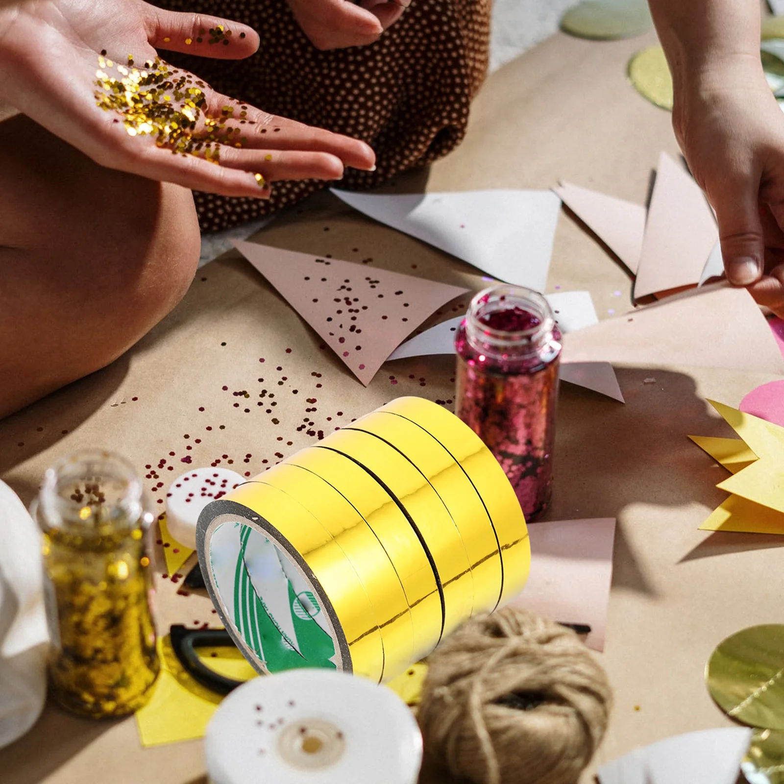 6 لفات مرآة ذهبية اشي الشريط ذاتية اللصق شريط معدني لتقوم بها بنفسك تغليف الهدايا سجل القصاصات ديكور الفن الحرفية القرطاسية