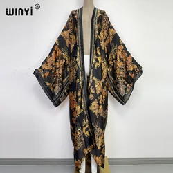 Kaftan WINYI afryka tunika bikini słodka pani nowa strona sweter ściegu koktajl sexy Boho Maxi wakacje rękaw w kształcie skrzydła nietoperza KIMONO