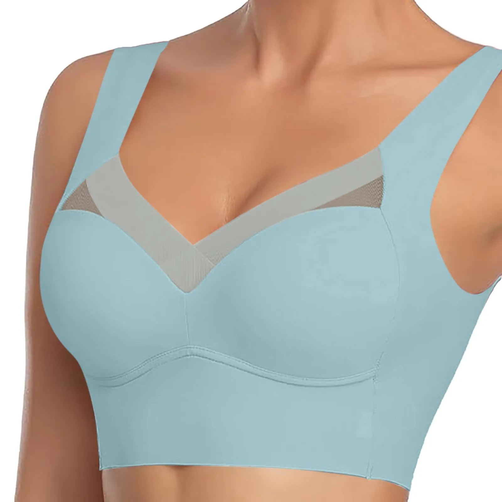 Women'S Plus-Size Lace Bra No Underwire Side Retraction Adjustable Bra Thin Vest Bra High Elastic Comfortable Breathable Bra