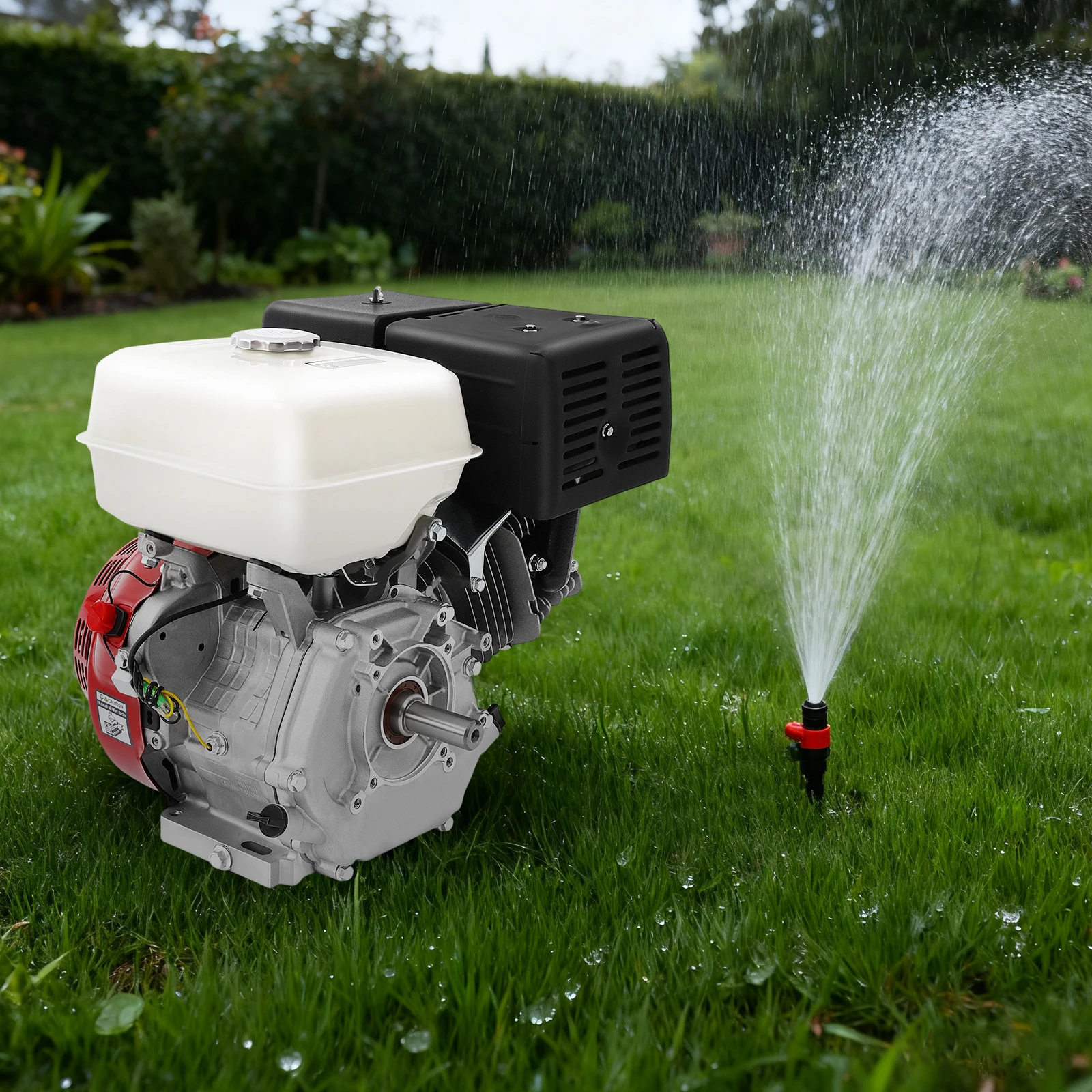 4 Stroke Petrol Gas Engine, 420cc 15HP Fuel Motor, 9700W Pull Start Air Cooled Single Cylinder for Go Kart Lawn Mower Water Pump Generator