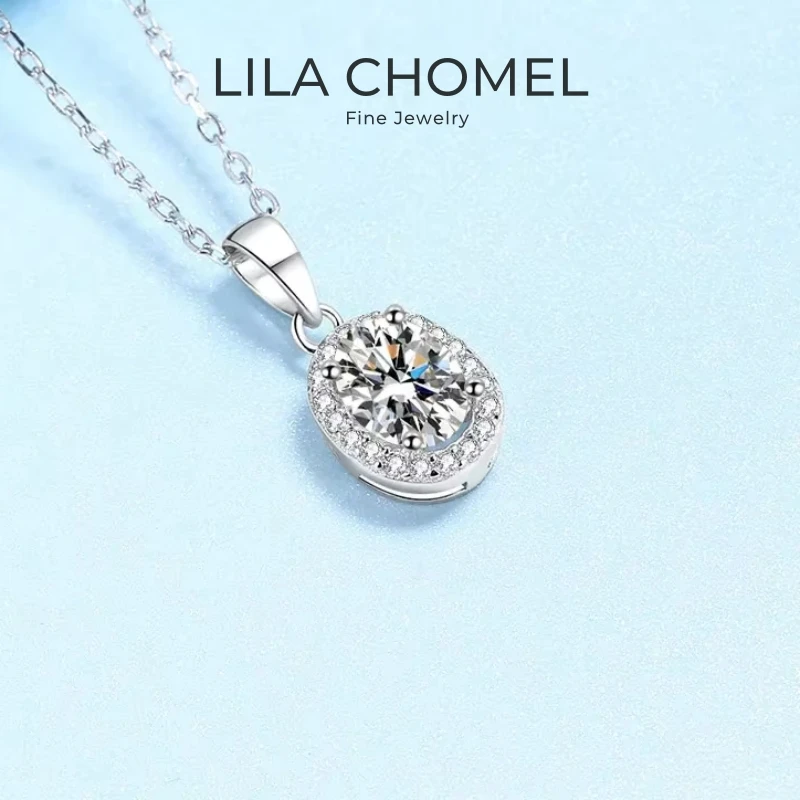

Girl Friend Valentine's Day 18K White Gold Necklaces Women Wedding 1CT Moissanite Diamond PT950 Platinum Pendant Birthday Gift