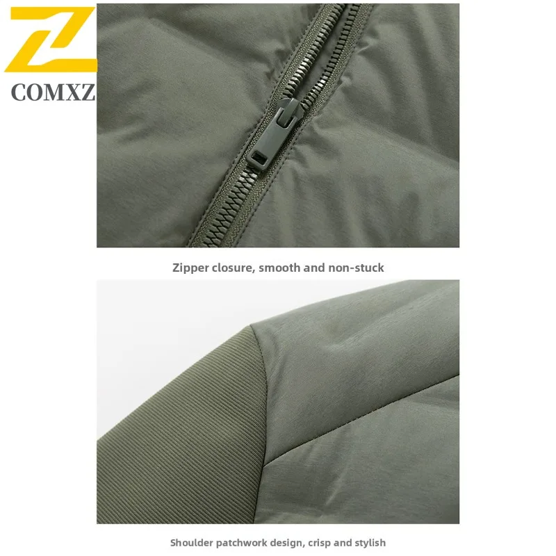 COMXZ Winter Down Jacket Men Turndown Collar Classic Commuting Office Thickened Warm Parka Trendy White Duck Down Winter Coat