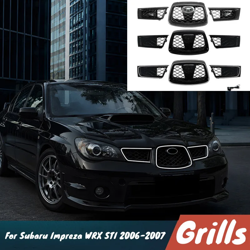 

For Subaru Impreza WRX STI 2006-2007 Car Front Bumper Radiator Grills With Iight LED Cover Trim Body Kit Exterior Accessories