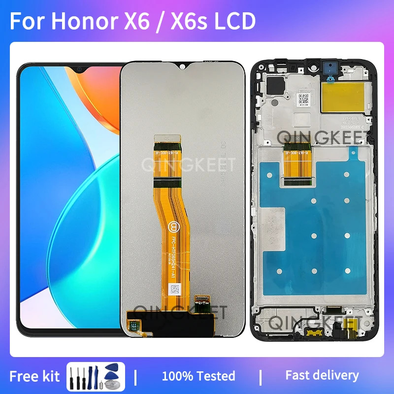 

6,5 "Новинка, для Honor X6 LCD VNE-LX1, внешний дисплей для Honor X6s VNE-LX2, ЖК-дисплей с рамкой X6, ЖК-дисплей