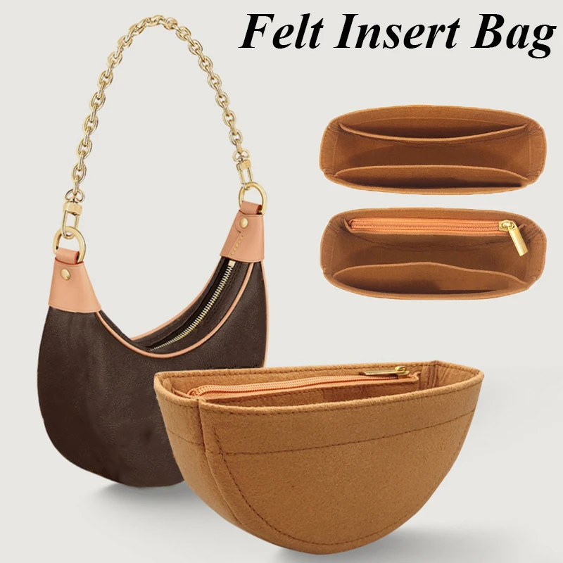 Felt Moon Shape Bag Inner Support Insert Multiple Pockets Travel Inner Purse Organizer Makeup Handbag Organizer Bag Base Shaper