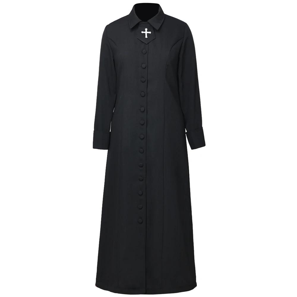 Vestido feminino de sotana de igreja, clero católico, massa, pastor