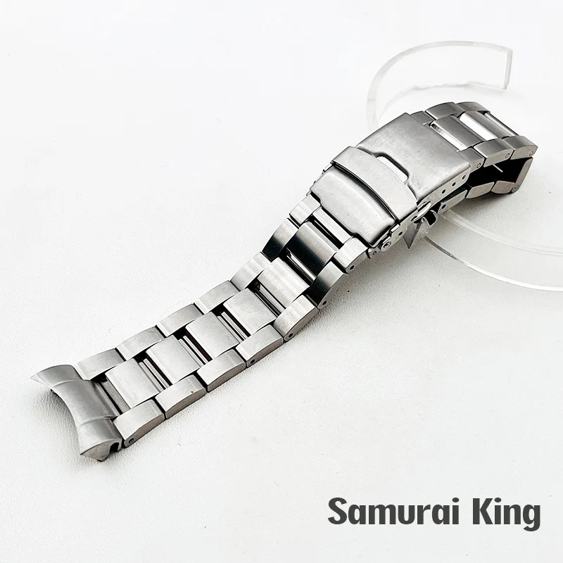 Stainless Steel Samurai Bracelet 22mm Strap Deployment Folding Buckle Solid Arc Ends 22mm SRPE Samurai Watch Band Belt