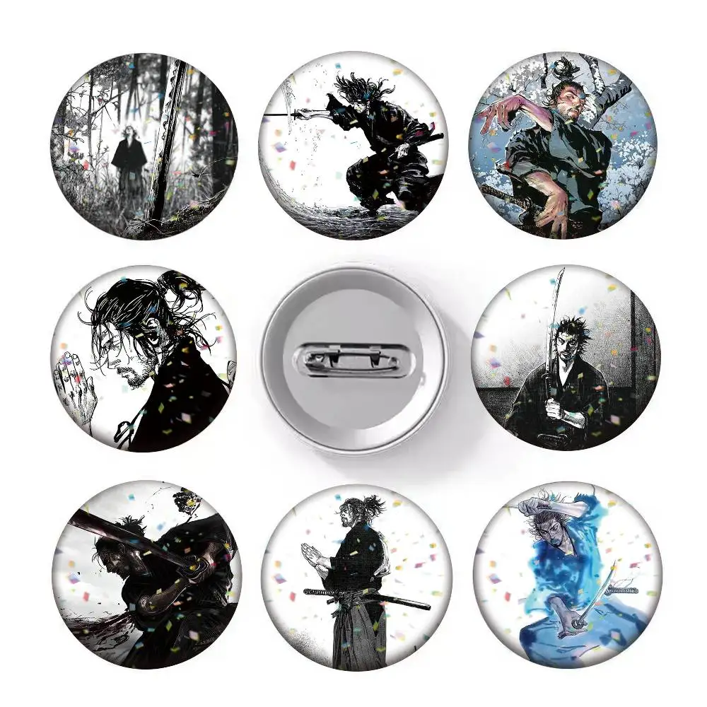Miyamoto V-Vagabond Musashi  25 32 44 58 75mm Badges Personalized Round Brooches Pins Accessory Gift