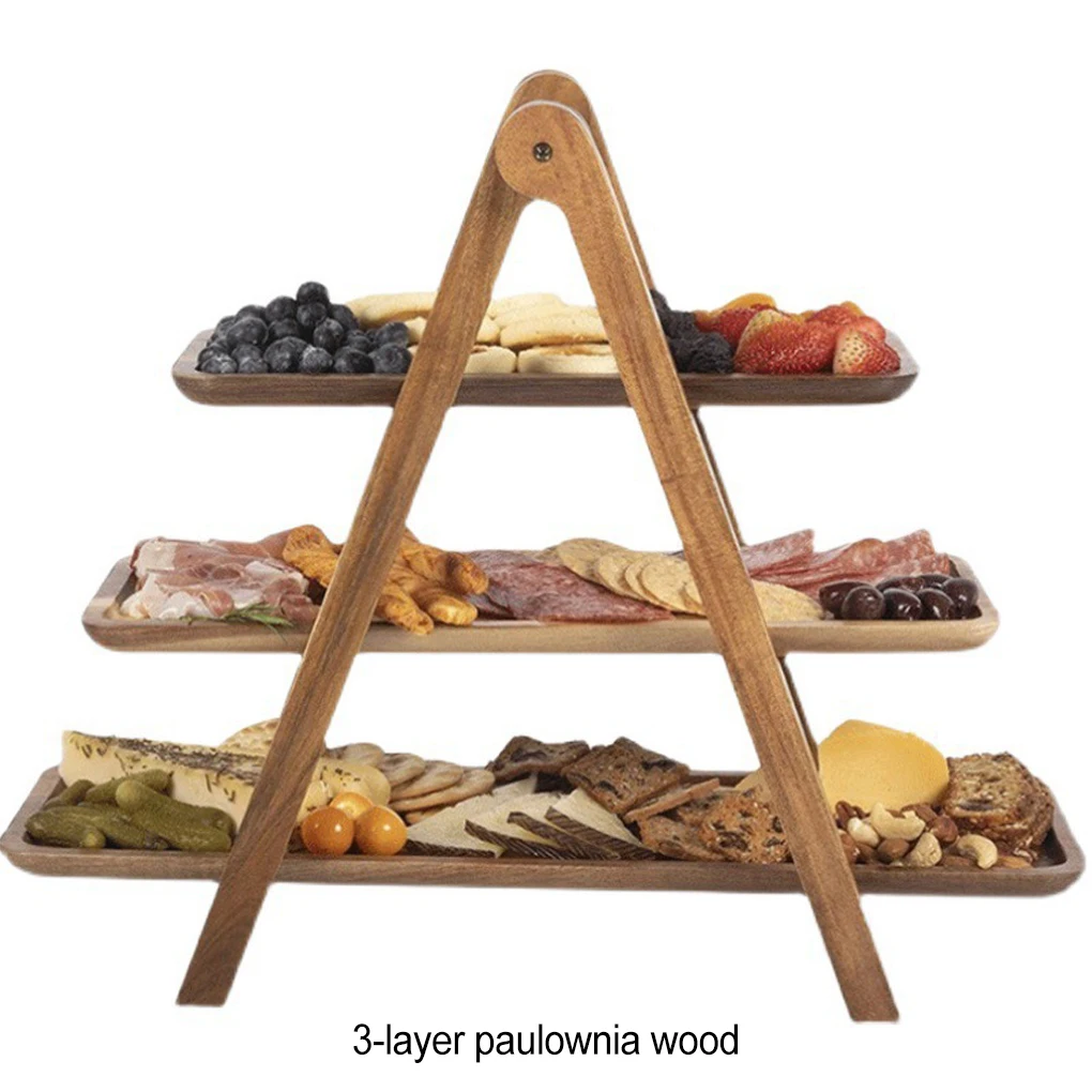 Tiered Tray Stand Cake Dessert Afternoon Tea Picnic Plating Three-layer Fruit Plate Natural Food As Shown