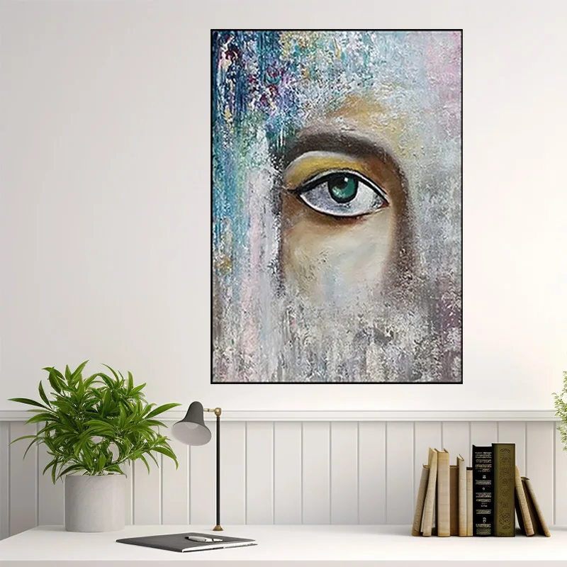 

Pure Hand Drawn Eye Image Oil Painting On Canvas Living Room Bedroom Corridor Background Wall Large-Sized High-End Hanging Chart