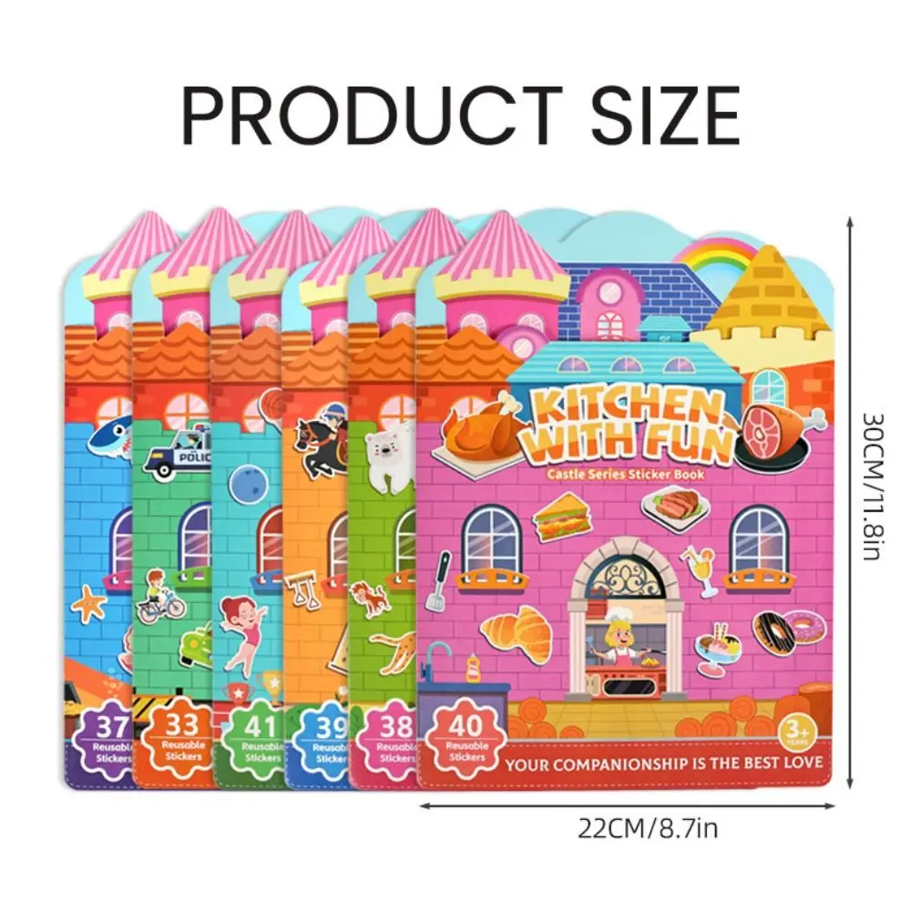 Reusable Cartoon Jelly Sticker Silent Book Multi-theme Animal Vehicle Quiet Book Interaction Game Multicolor Puzzle Gift