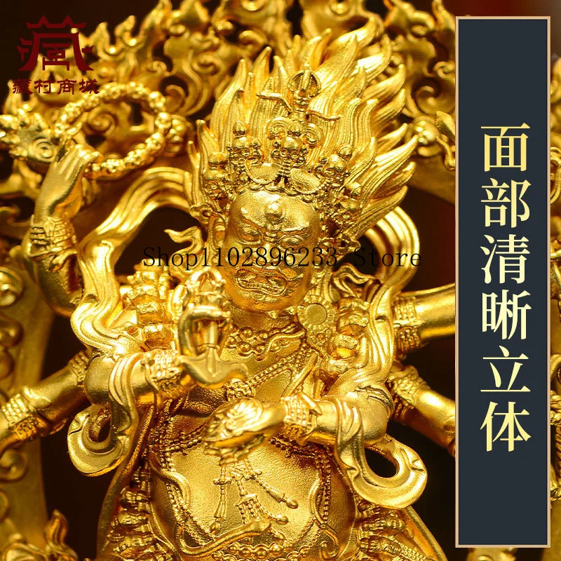 Handmade copper《Six-Armed Mahakala》Indoor home use, fully gilded《Great Black Heaven》bronze statue ornaments