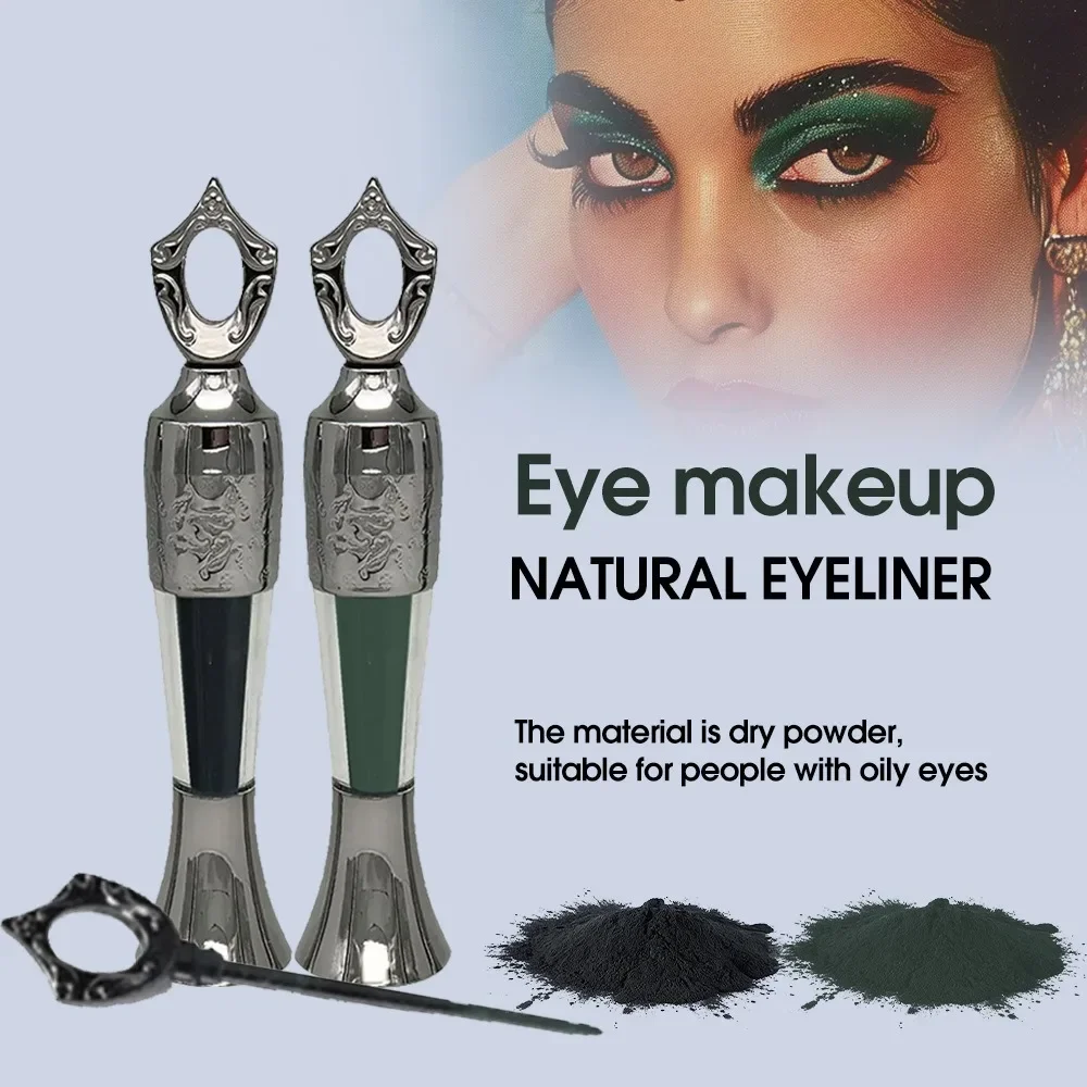 Retro Flasche Pulver Eyeliner 2 Farbe Mineral Pulver Eye Liner Stick Wasserdicht Langlebig Schwarz Kohl Lidschatten Kein Verschmieren Make-Up