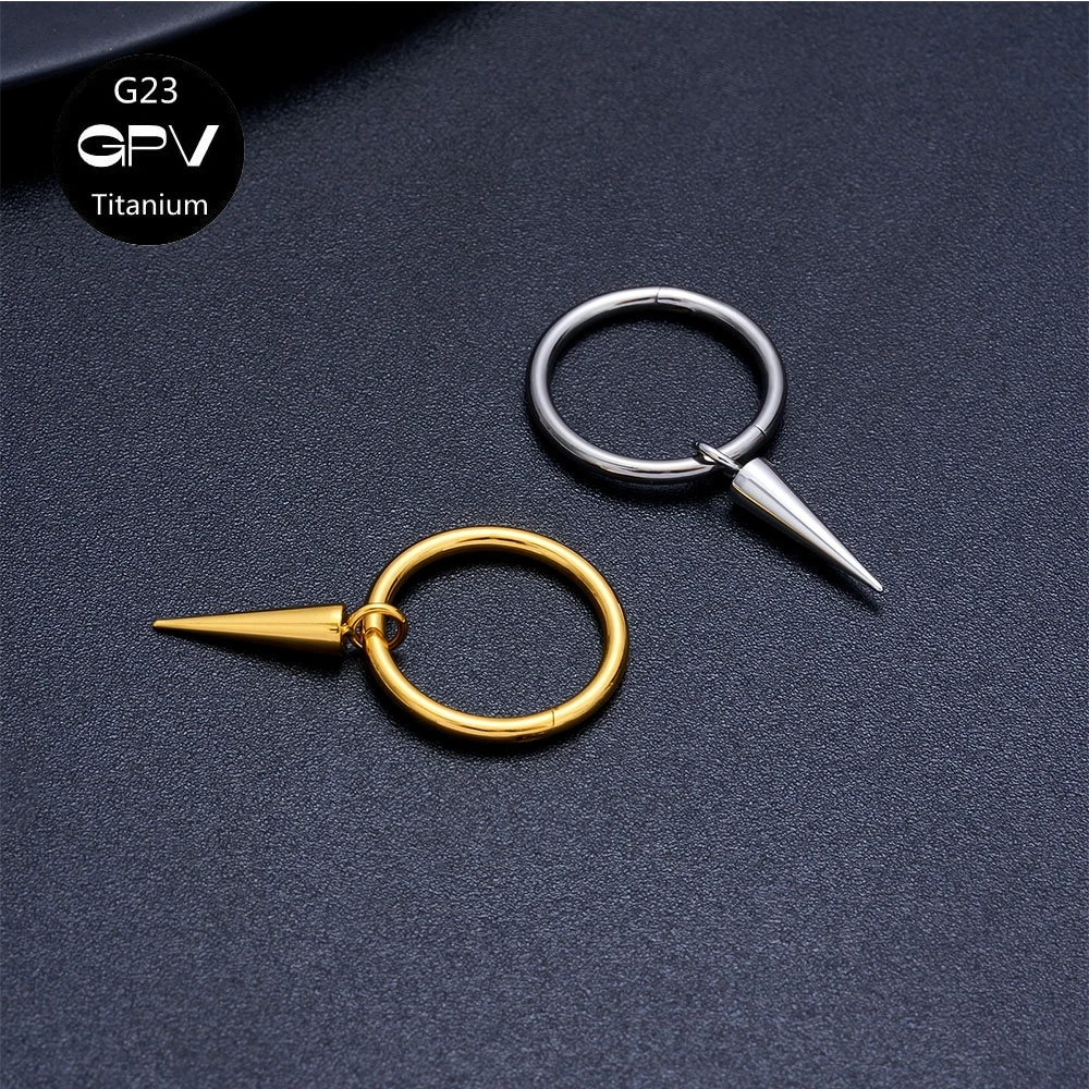 G23 F136 Titan Ohrringe Spitze Anhänger DIY Herren und Damen Perforierter Schmuck 18g 16g 14g Closed Loop Nasenmembran Ring – Detail 4