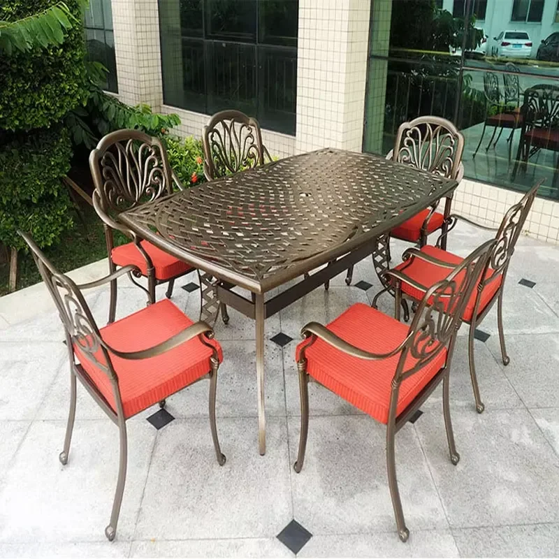 for Professional Outdoor Furniture Factory Cast Aluminum Garden Courtyard Dining Table