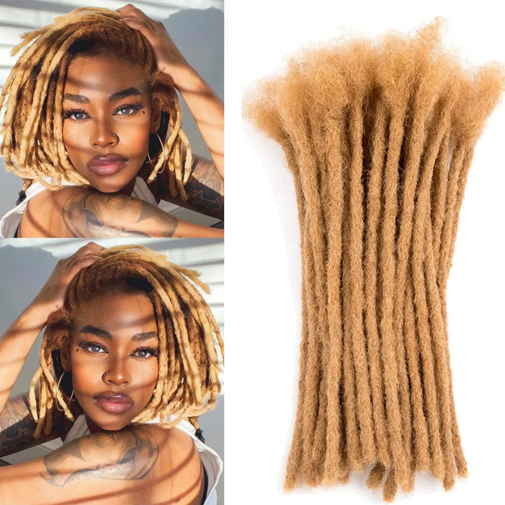 Handmade Dreadlocks 100% Human Hair Remy Faux Locs Crochet Hair Extensions 0.6cm 6-26Inch 60 Strands One Bag For Men and Women