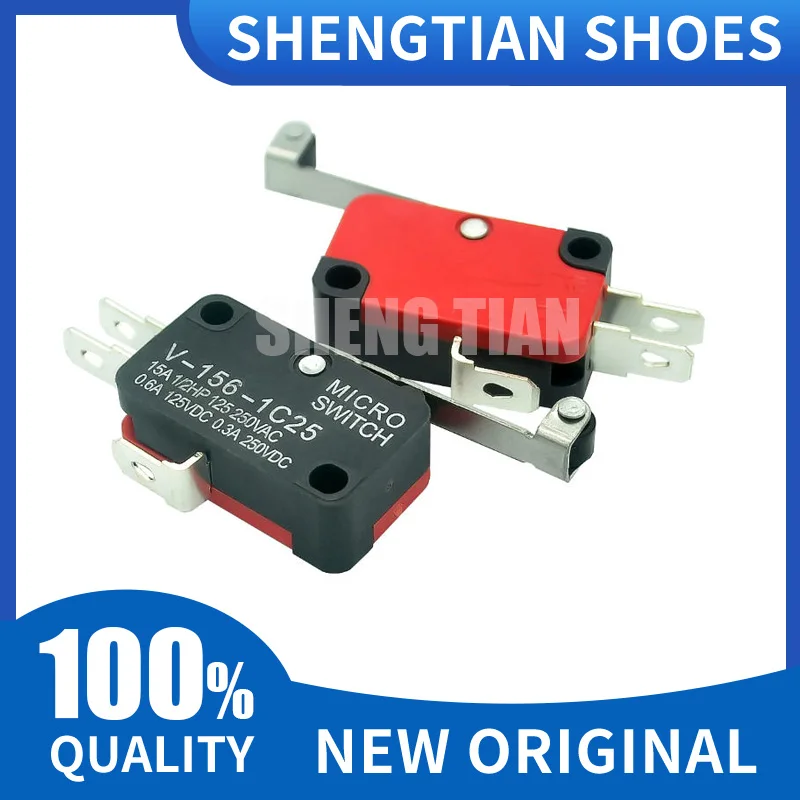 10PCS Microswitch Long Lever AC 250V 15A V-156-1C25 SPDT Roller Lever Micro Switch