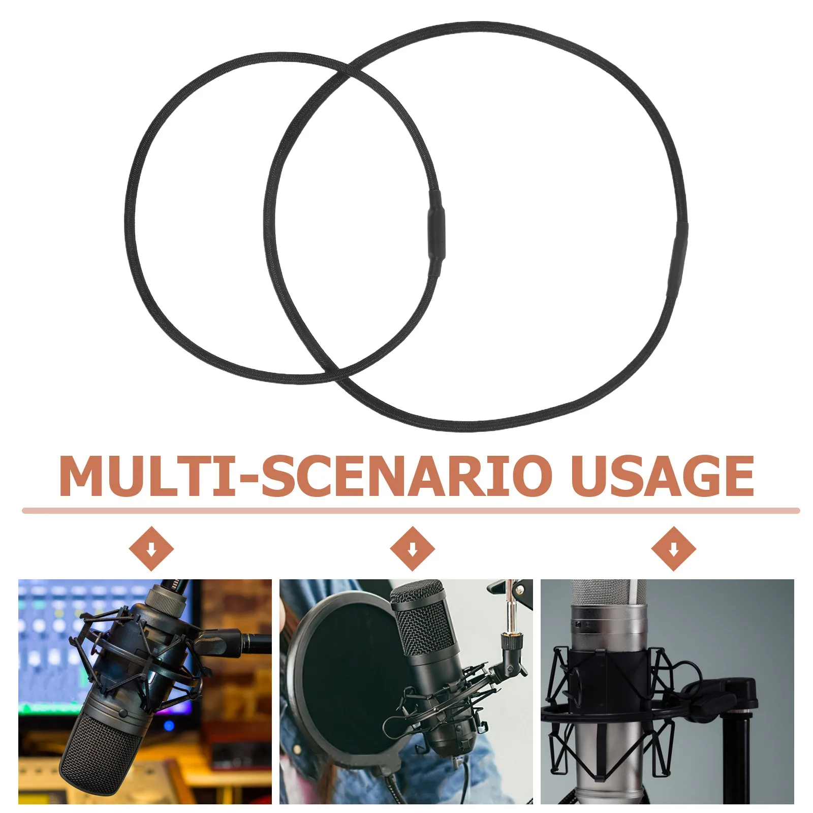 12Pcs Black Rubber Shock Mount Rings for Microphone Elastic Band Replacement Anti-Vibration Clips High Durability Universal