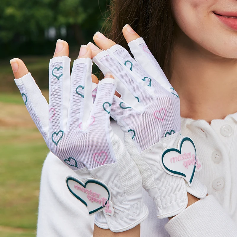 

MG 1, пара женских перчаток для гольфа, тонкие эластичные солнцезащитные перчатки с открытым пальцем, женские дышащие противоскользящие варежки с принтом, чехол для рук