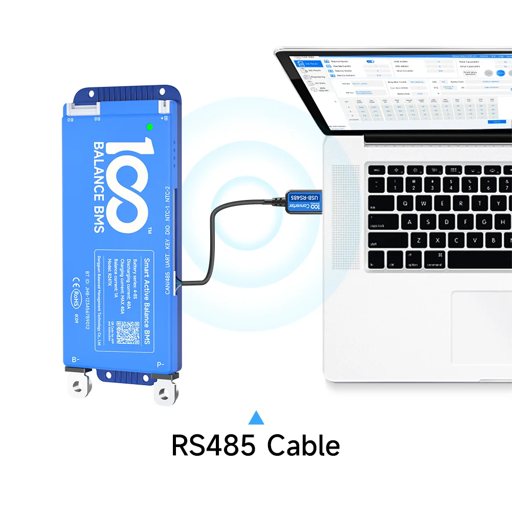 100 BALANCE Accessories active balance 1A Buzzer heating module key switch WIFI rs485 UART CAN Bluetooth RS485 4.3 Dispaly