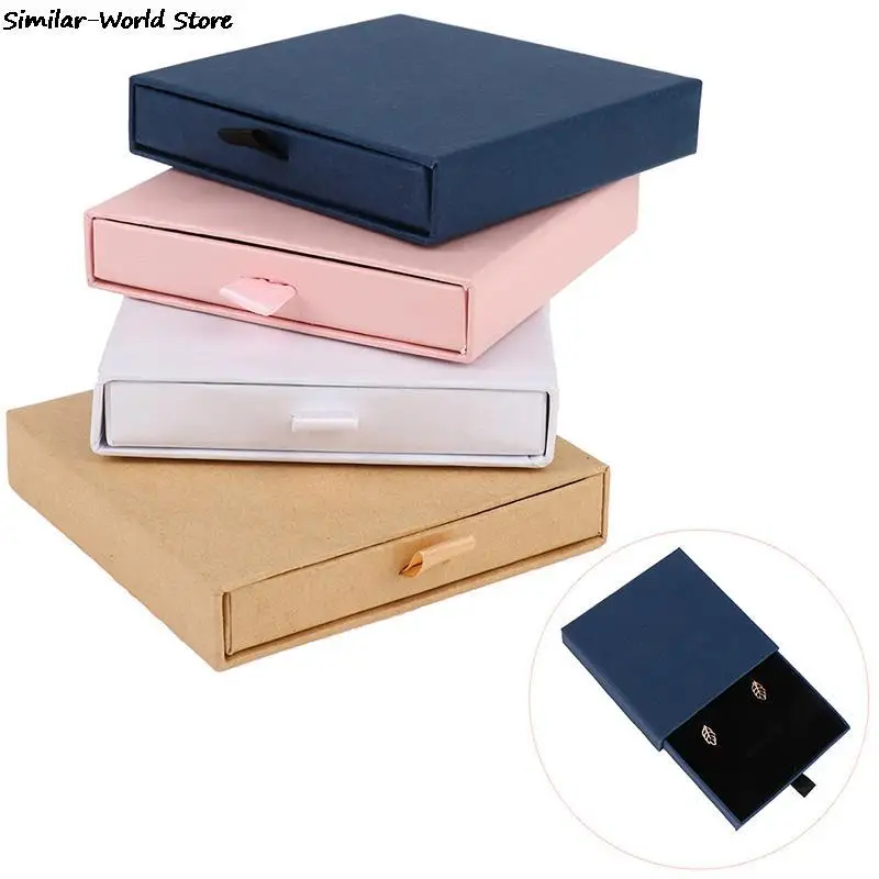 1pcs Thin Kraft Paper Drawer Jewelry Packaging Box Greeting Card Necklace Bracelet Gift Package Case Boxes Dropshipping