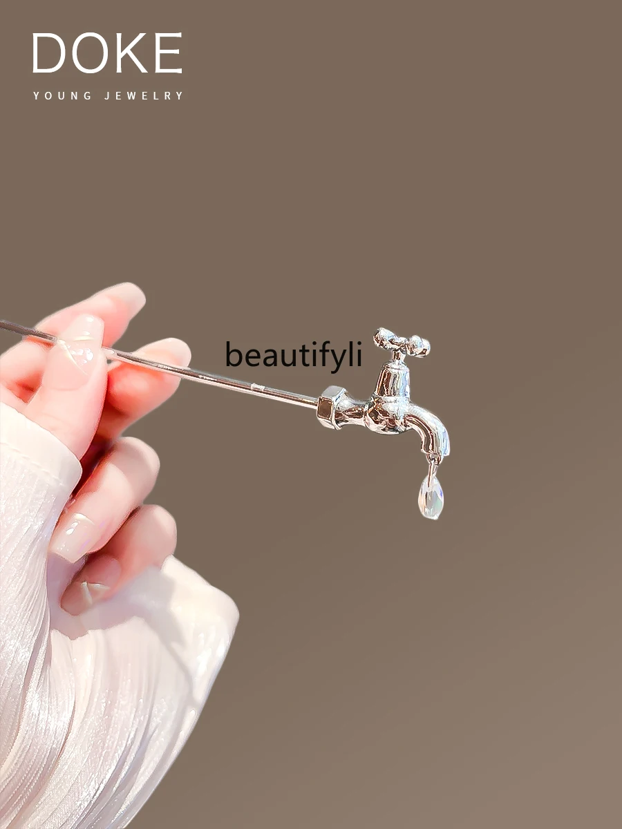 Creative Faucet Hairpin Female New Funny Hair Clasp Back Head Simple Updo Pin