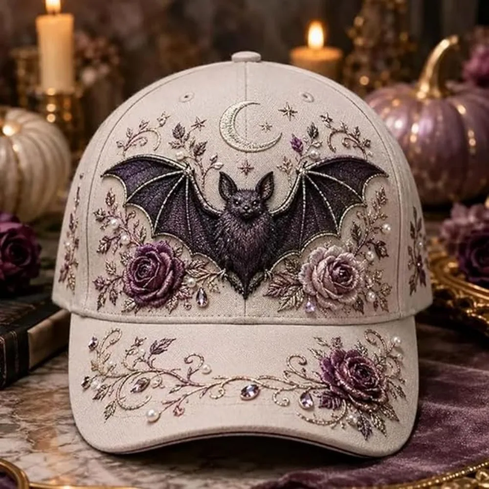 3D Embroidery Halloween Baseball Cap Cotton Material Adjustable Embroidered Baseball Cap Witch Ghost Pumpkin Bat Breathable