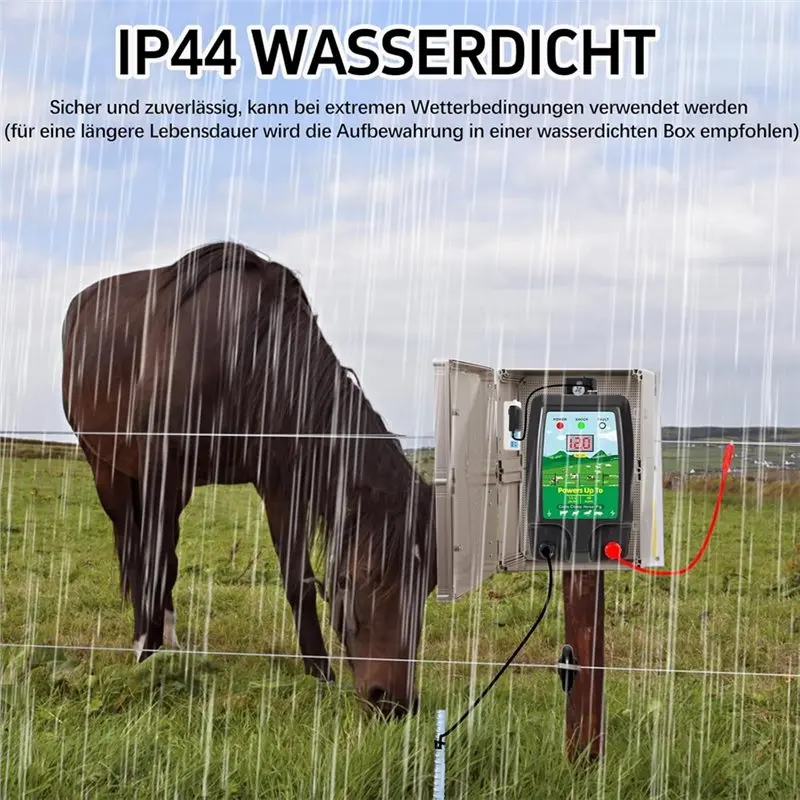 Electric Fence Device 12 V LED Display, For Farm Animal Protection Electric Sheepdog 2J Output For 10 Km Range, Eu Plug