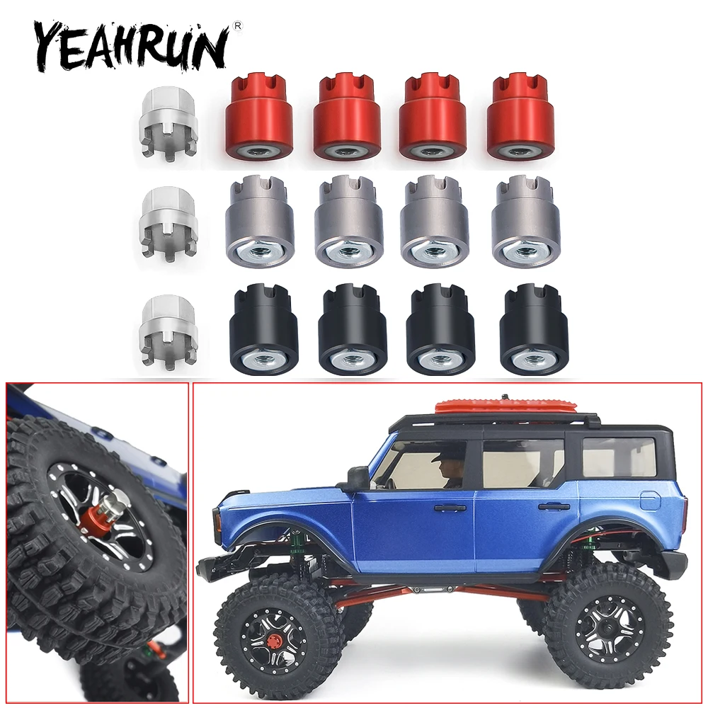 YEAHRUN 4Pcs Metal M2 Wheel Hubs Locking Nuts Cap for Axial SCX24 Deadbolt C10 Gladiator Bronco 1/24 RC Crawler Car Upgrade Part