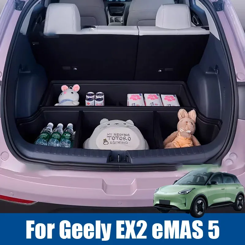 For Geely EX2 Xingyuan eMAS 5 2025 2026 Car Trunk Storage Box Organizer Case Tailbox Stowing Tidying Toolbox Accessories
