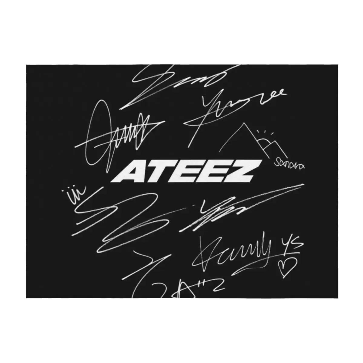 

ATEEZ - Logo + autographs (black) Throw Blanket Summer Beddings valentine gift ideas Furrys Heavy Blankets