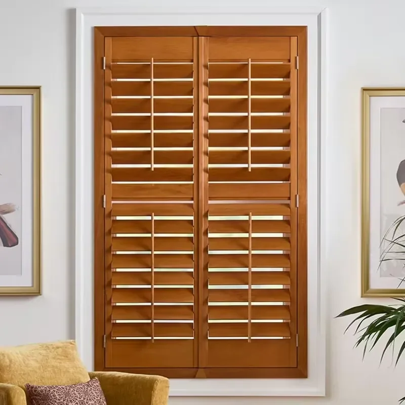 Wholesale Factory Direct Custom Made Horizontal Solid Louver Wooden Plantation Shutter Blinds for Kitchen Interior