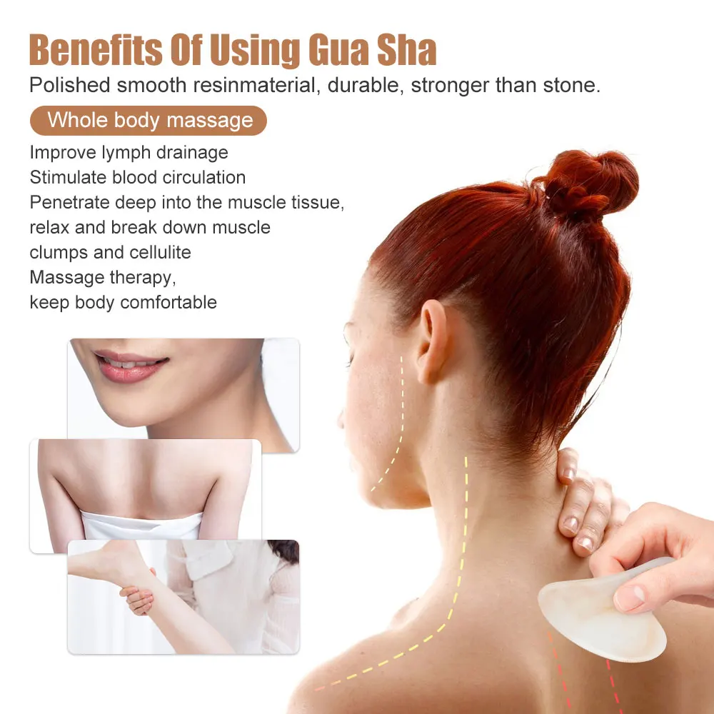 Resin Wax Gua Sha Roller Massager Rose Scraping Facial Skin Beauty Resin Guasha Board for Body Scraping Face Massage Tool Set