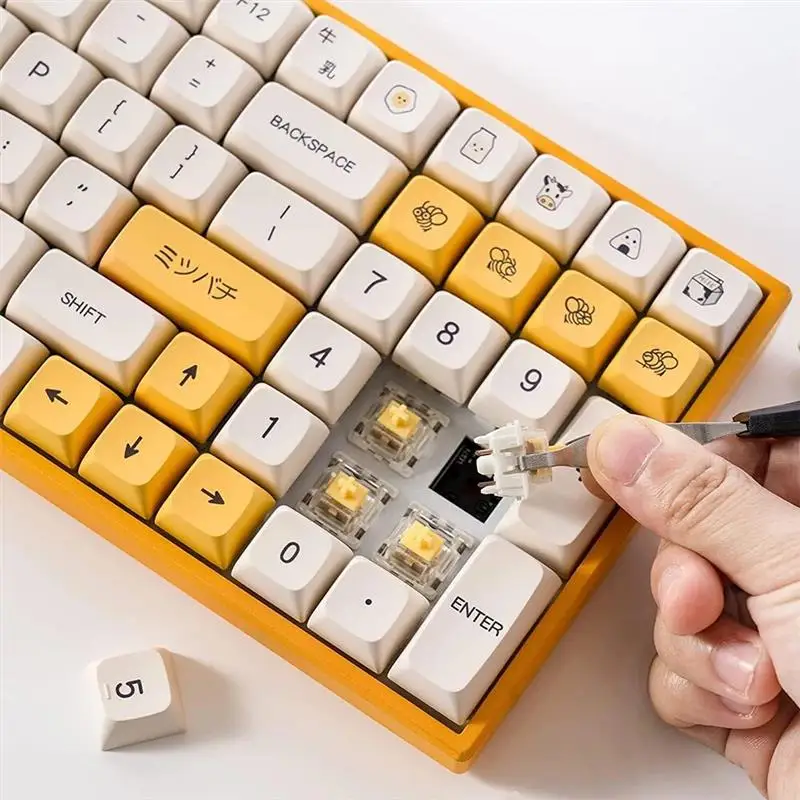 Teclas de perfil PBT XDA, teclas de leche de miel de 140 teclas, teclas coreanas en inglés para Cherry MX Switch, Teclado mecánico para juegos