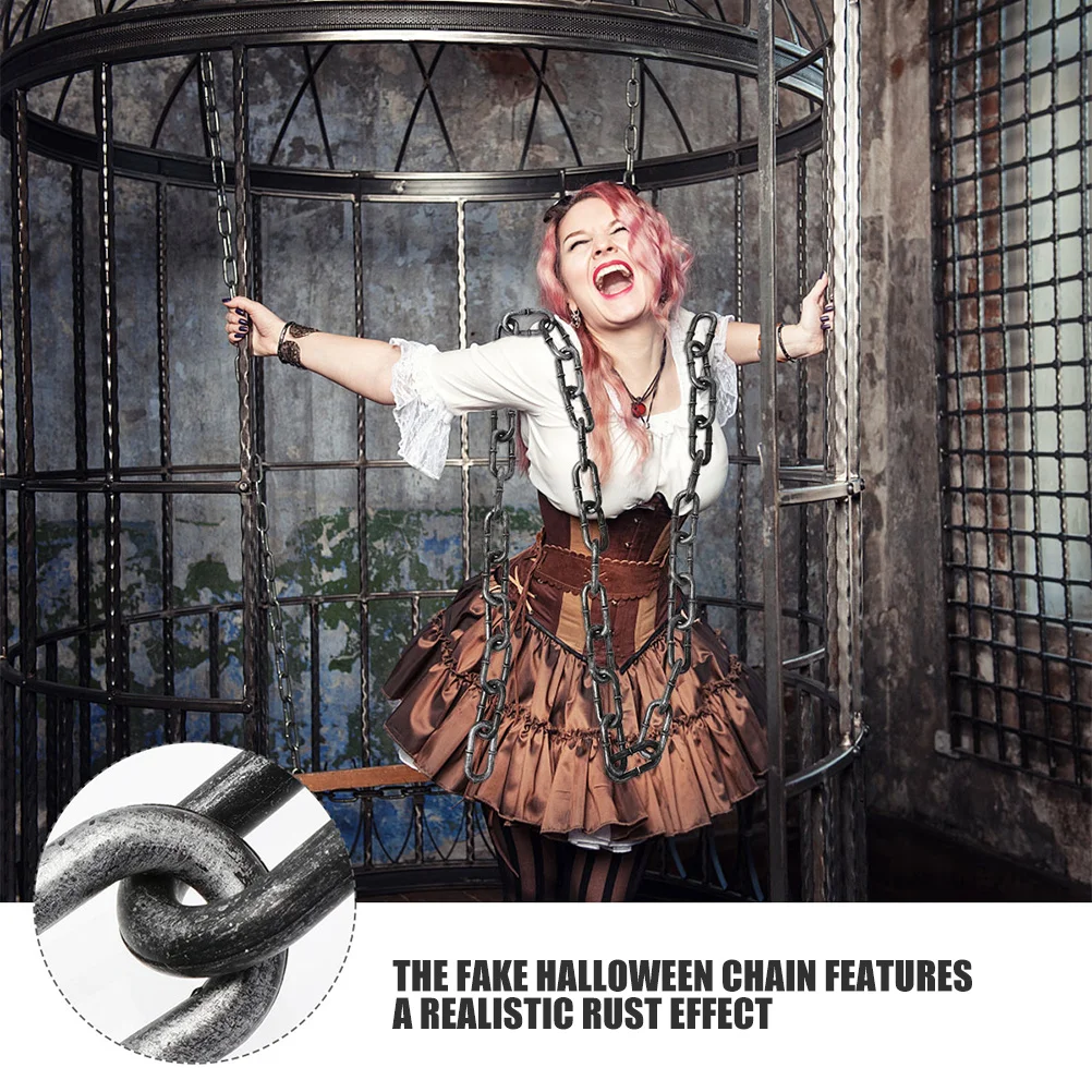 2 قطعة سلاسل الهالوين المزيفة سلاسل بلاستيكية للسجن قابلة للتعديل طول زي مخيف تأثيري الدعائم الطرف الديكور #4