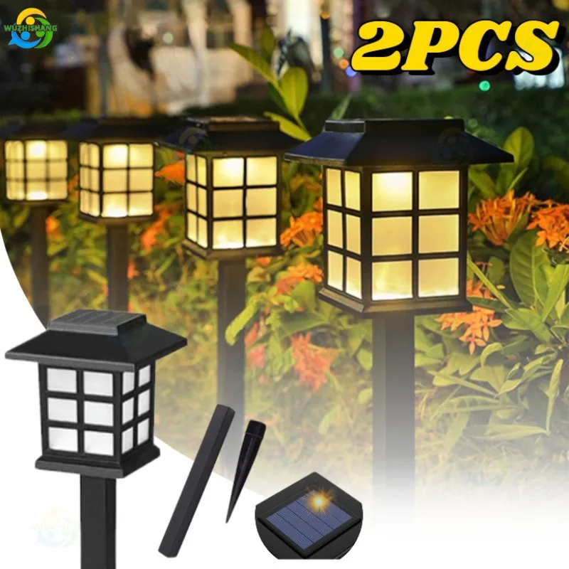 2 Stuks Zonne-Energie Led Lampen Buiten Tuin Gazon Aarding Verlichting Binnenplaats Automatische Detectie Verlichting Waterdicht Sfeer Licht