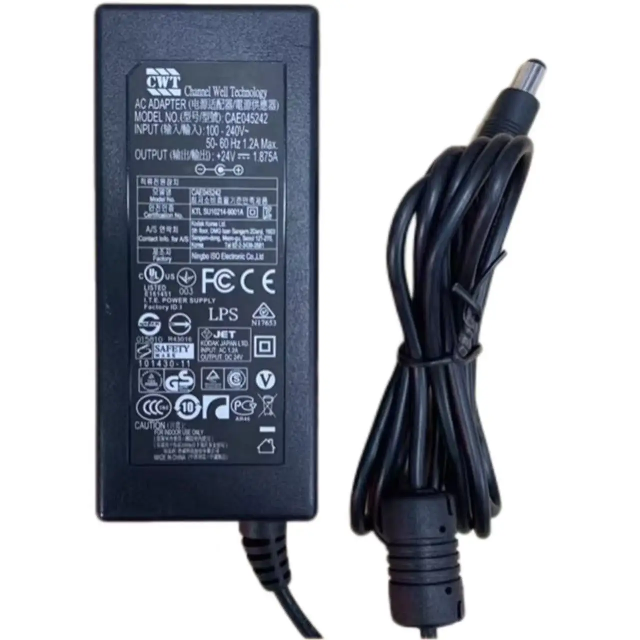 

Channel Well Technology Ac Adapter Model-CAE045242 Output-+24V-1.875A 45W 5.5*2.5mm