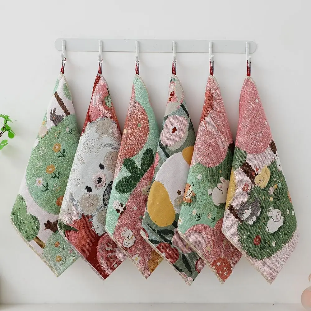34x40cm Large Hand Towel Cartoon Quick Dry Handkerchief Towel Decorative 4 Layer Cotton Gauze Pure Cotton Dish Cloth